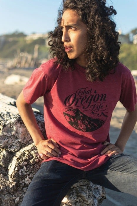 That Oregon Life apparel photographed on the Oregon coast