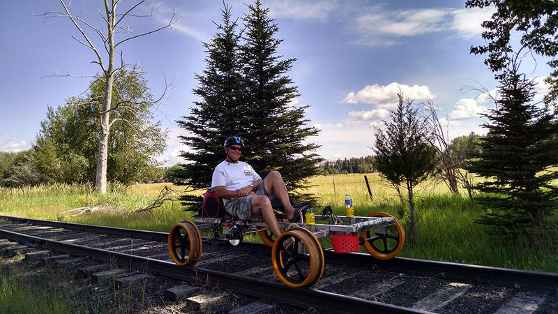 oseph Branch Railriders co-owner Kim Metlen demonstrates pedaling a Railrider. JBRAILRIDERS.COM