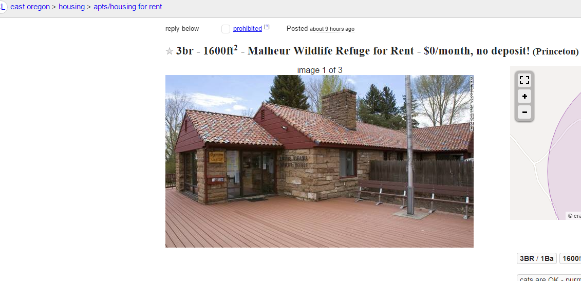 Craigslist ad: Rent the Malheur Wildlife Refuge for free ...