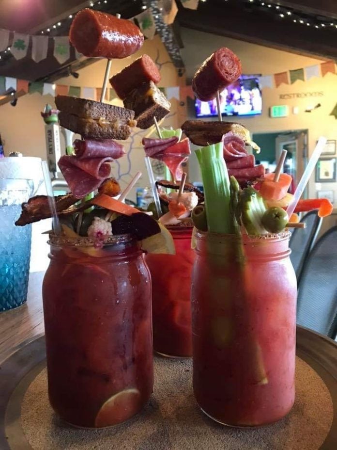 Loaded Bloody Mary at Fat Irish Kitchen and Pub near Brookings, Oregon