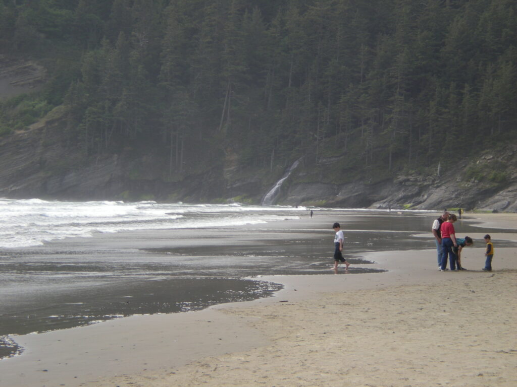 Picking Stone, Manzanita, Tillamook County, Oregon, USA - Stock