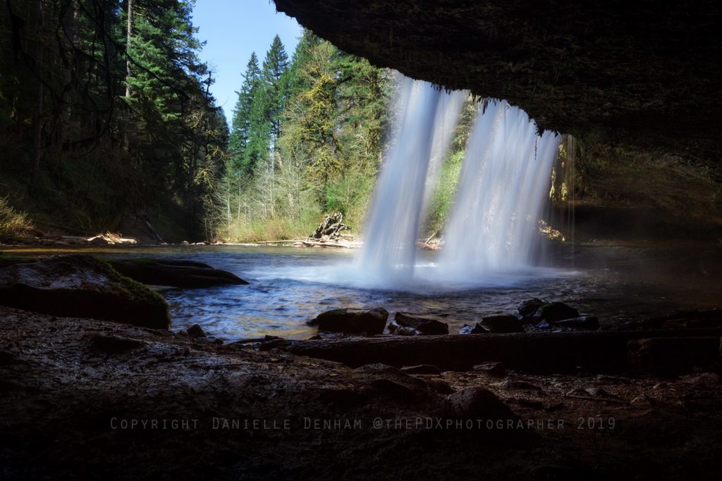 The view from behind Butte Creek Falls.