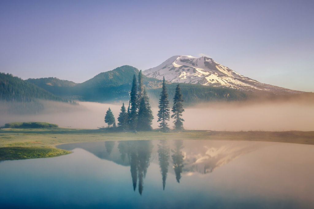 Fog over Sparks Lake.