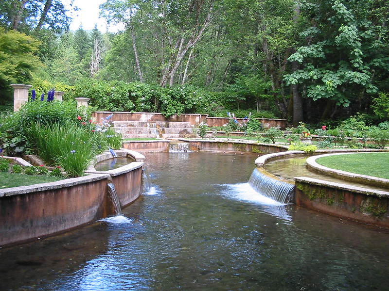 Water and Waterfalls at Belknap Hot Springs Garden, Oregon Hot Springs