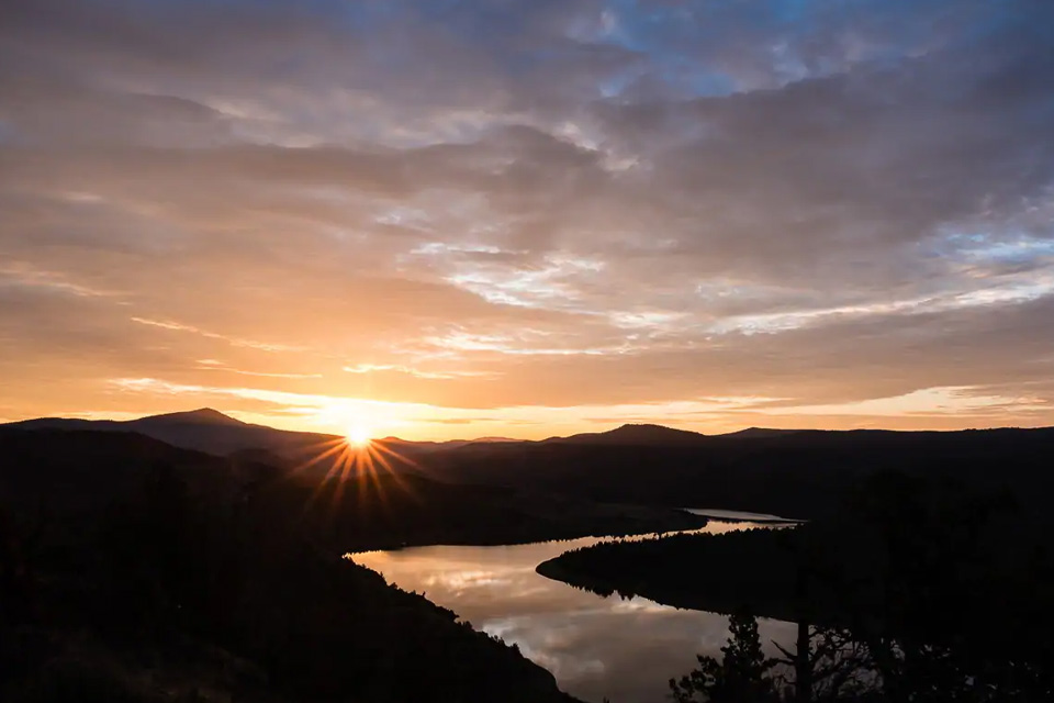 A view of the river at sunset