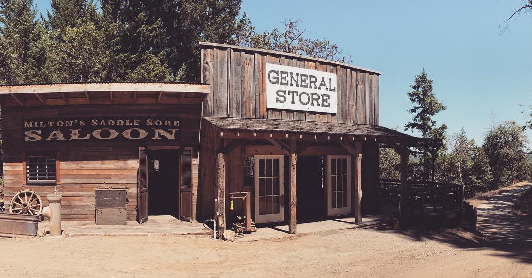 The old west general store at Rogue Valley Zipline Tour in Southern Oregon