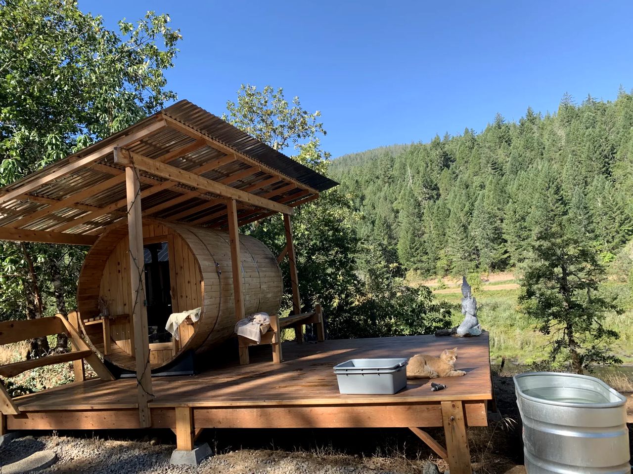 A sauna outdoors