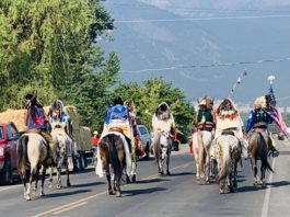 Nez Perce leaders ride to their newly reclaimed land in Oregon.