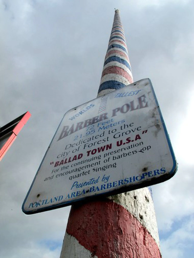 worlds tallest barber pole forest grove oregon