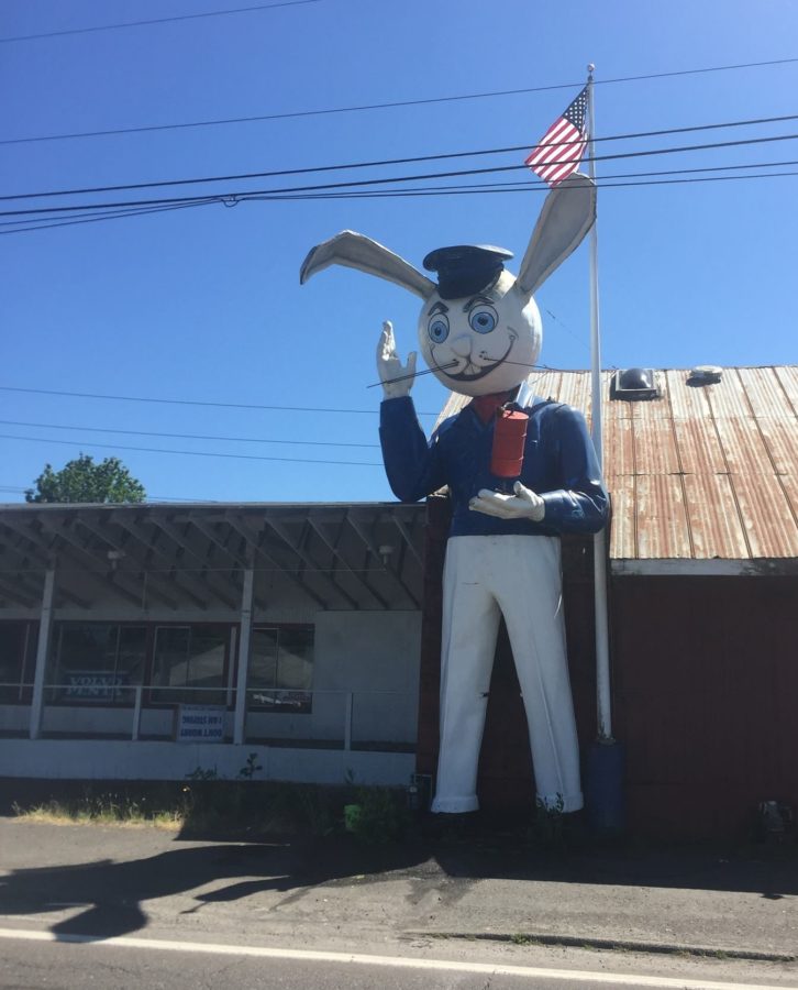 a giant statue of harvey the rabbit hillsboro oregon