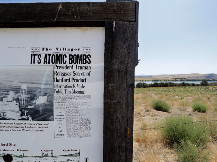 hanford washington, sign post, hiroshima bomb