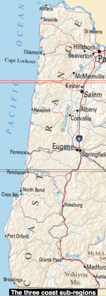 Map of Oregon Coast