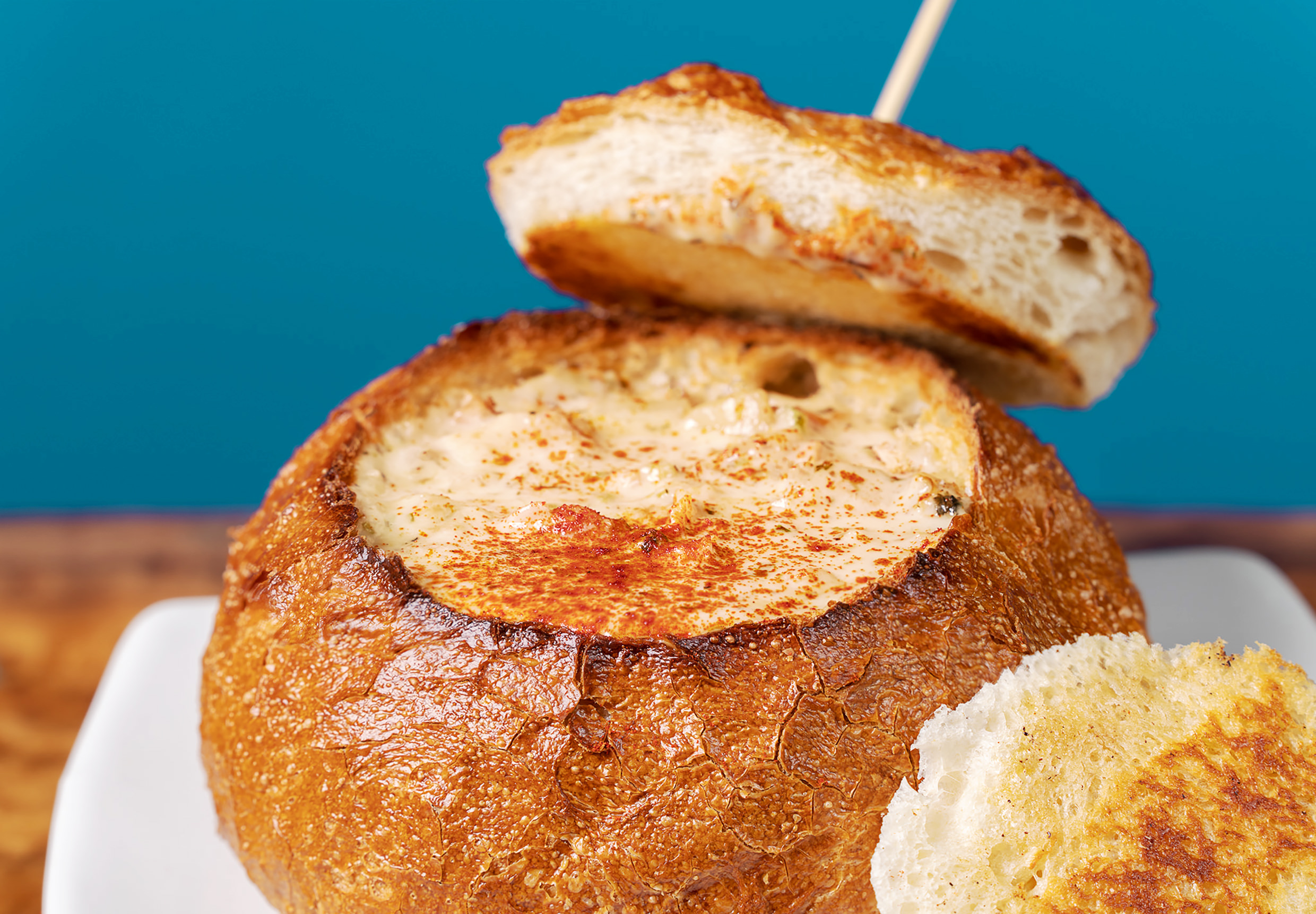 Photo of Zola's clam chowder bread bowl Brookings Oregon