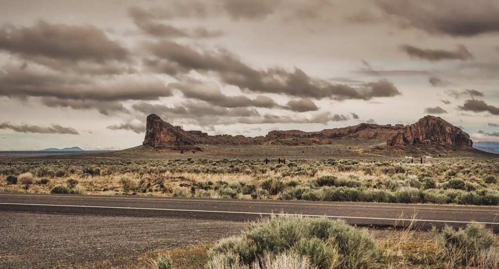 Fort Rock rises from the desert floor in Oregon.