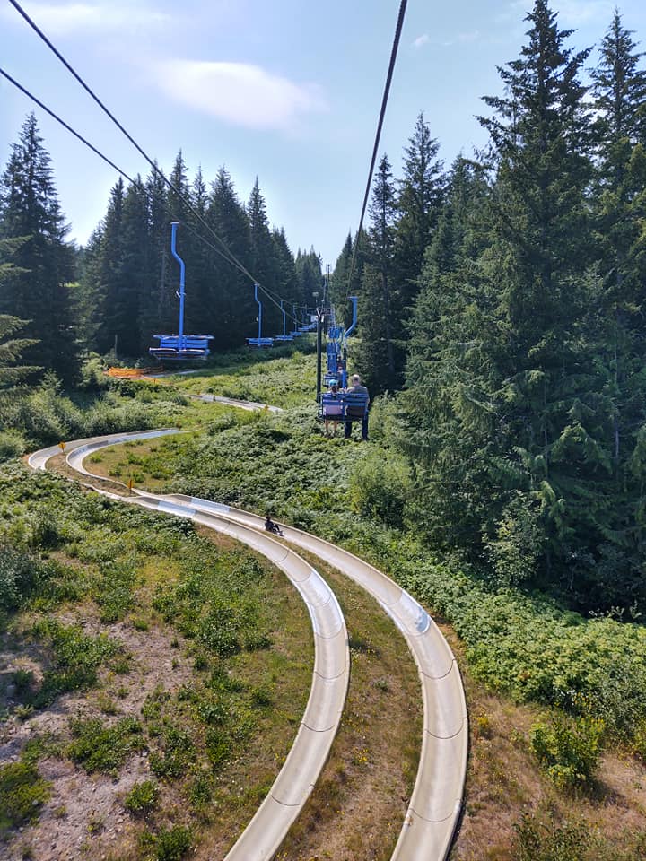 Mount Hood Alpine Slide and chairlift at Mt. Hood Adventure Park at the skibowl.