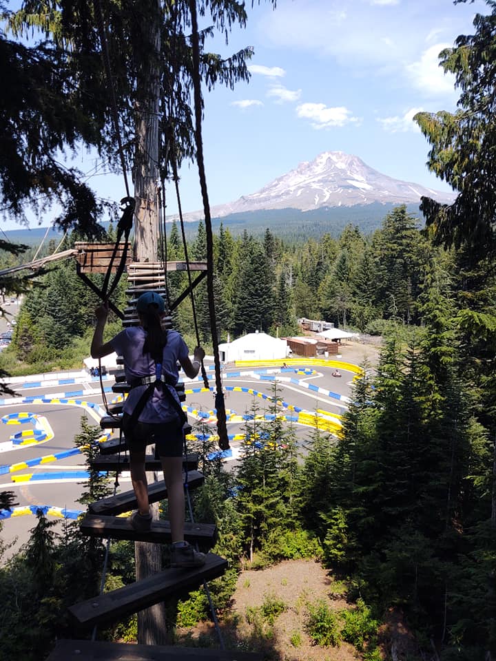 Mount Hood Adventure Park with Mt Hood in the background.