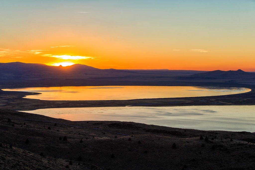 Sunset over the valley around Hart Mountain National Antelope Refuge