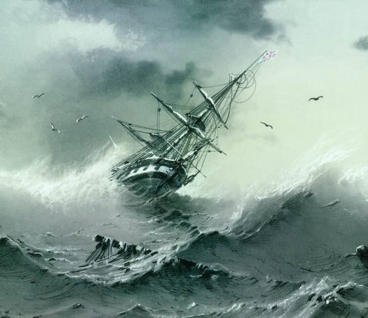 Shipwreck in sea
