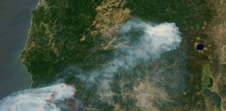 Satellite image of Biscuit fire that burned Kalmiopsis wilderness
