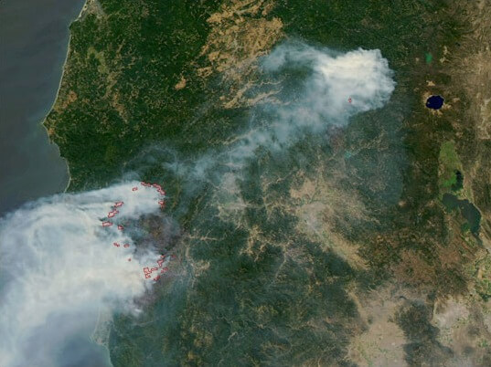 Satellite image of Biscuit fire that burned Kalmiopsis wilderness