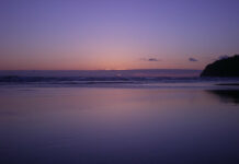 Sun setting on in the beach in Manzanita Oregon
