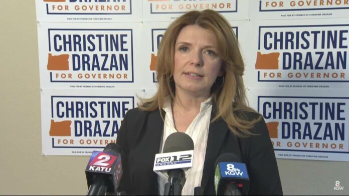 Christine Drazan Republican Candidate for Oregon governor giving acceptance speech for nomination