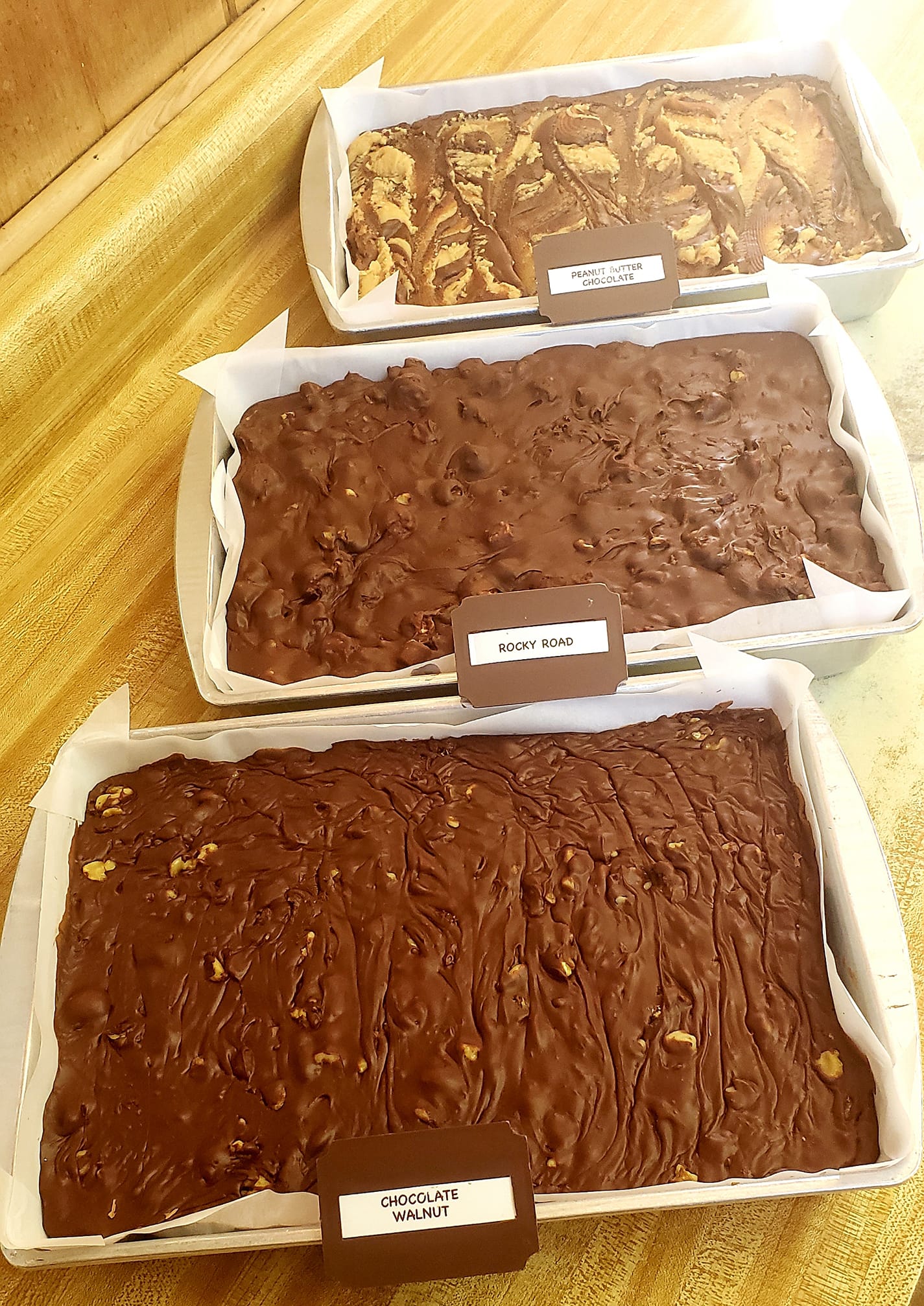 Three trays of fudge at the Big Wheel General Store Bandon Oregon