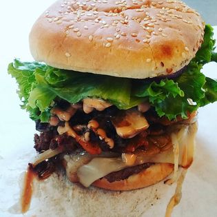 A delicious burger from Five Stars Family Burger in Cornelius Oregon