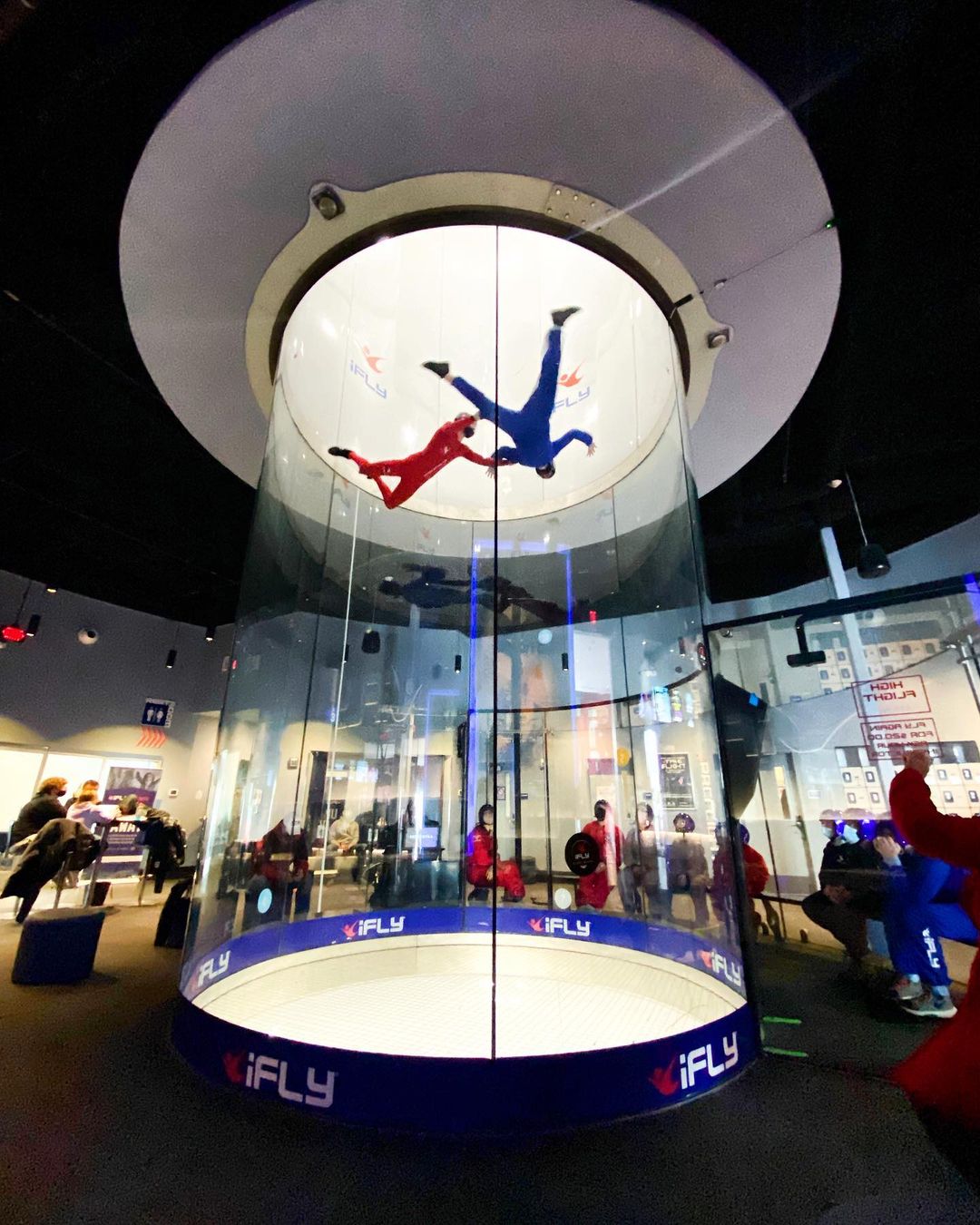 People in the iFLY wind tube.