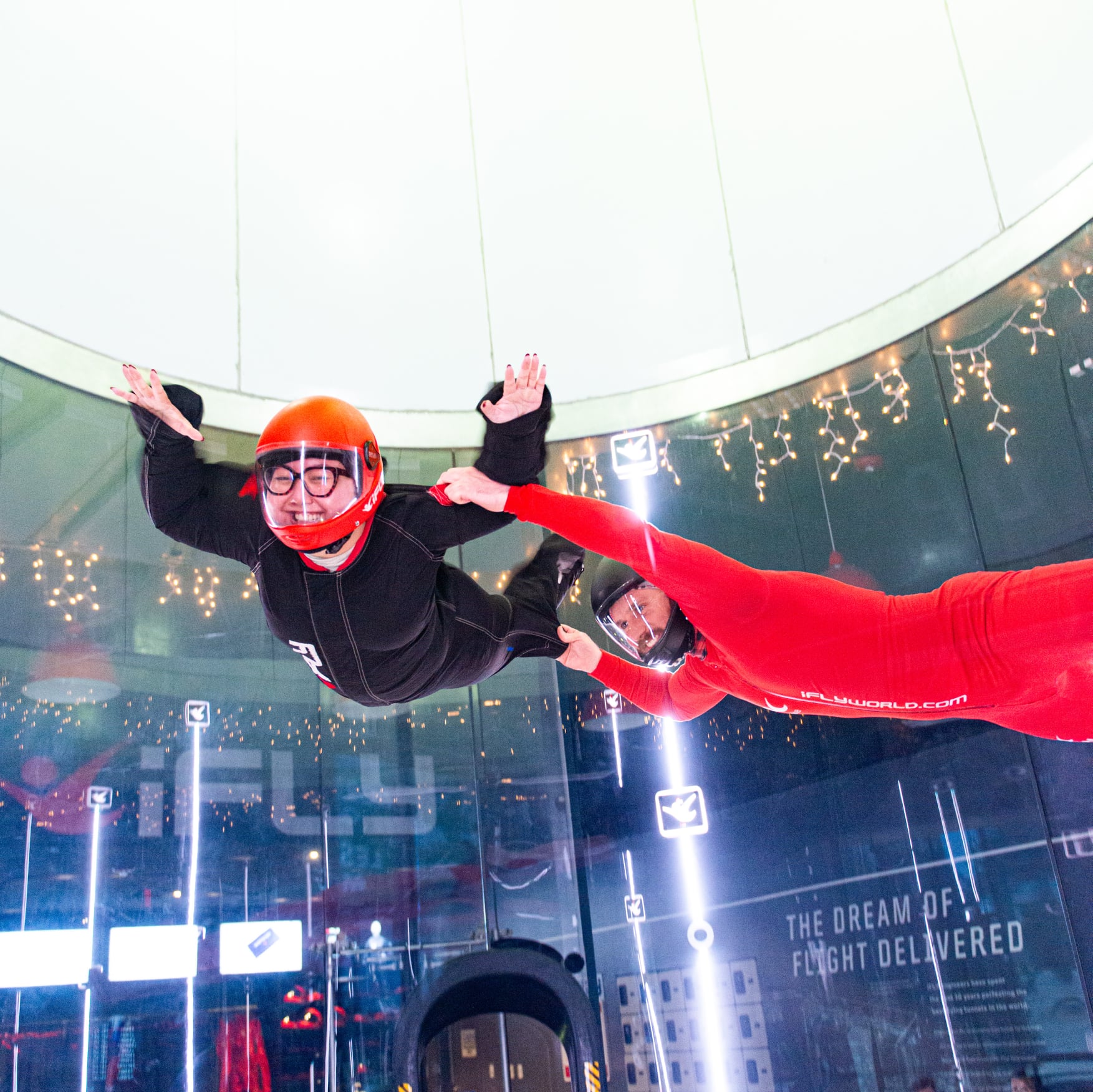 People in the iFLY wind tube.