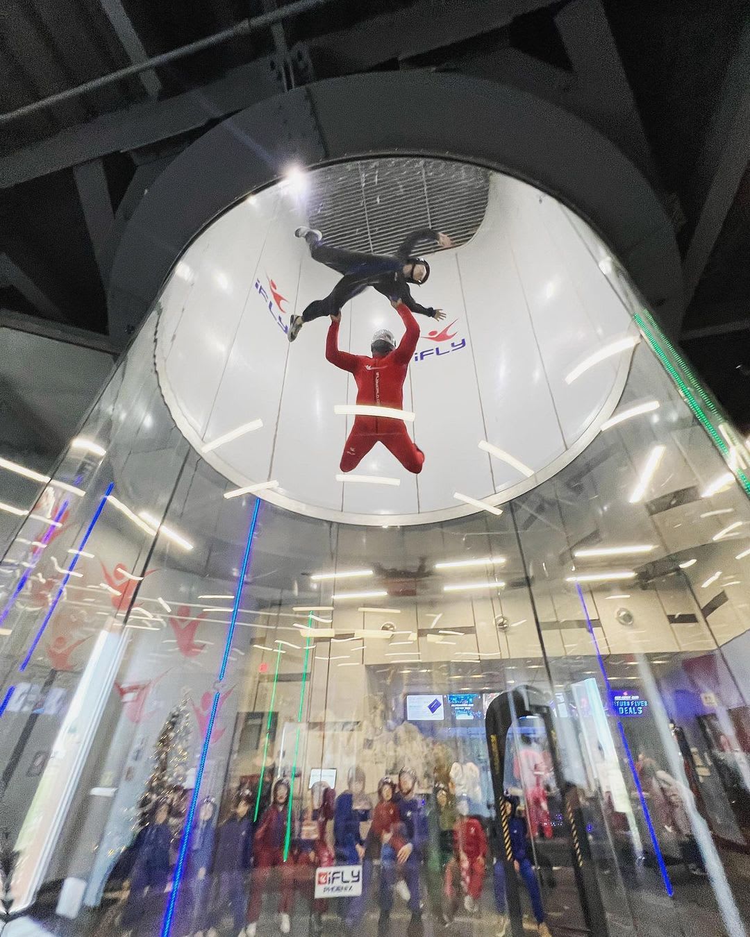 People in the iFLY wind tube.