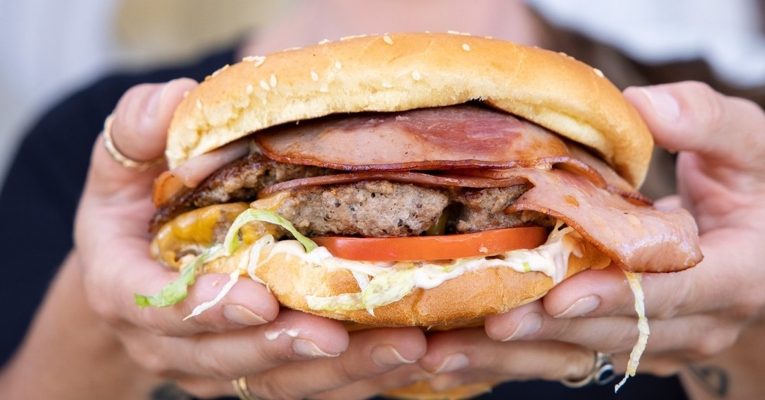 A juicy burger from Big Jim's drive in.