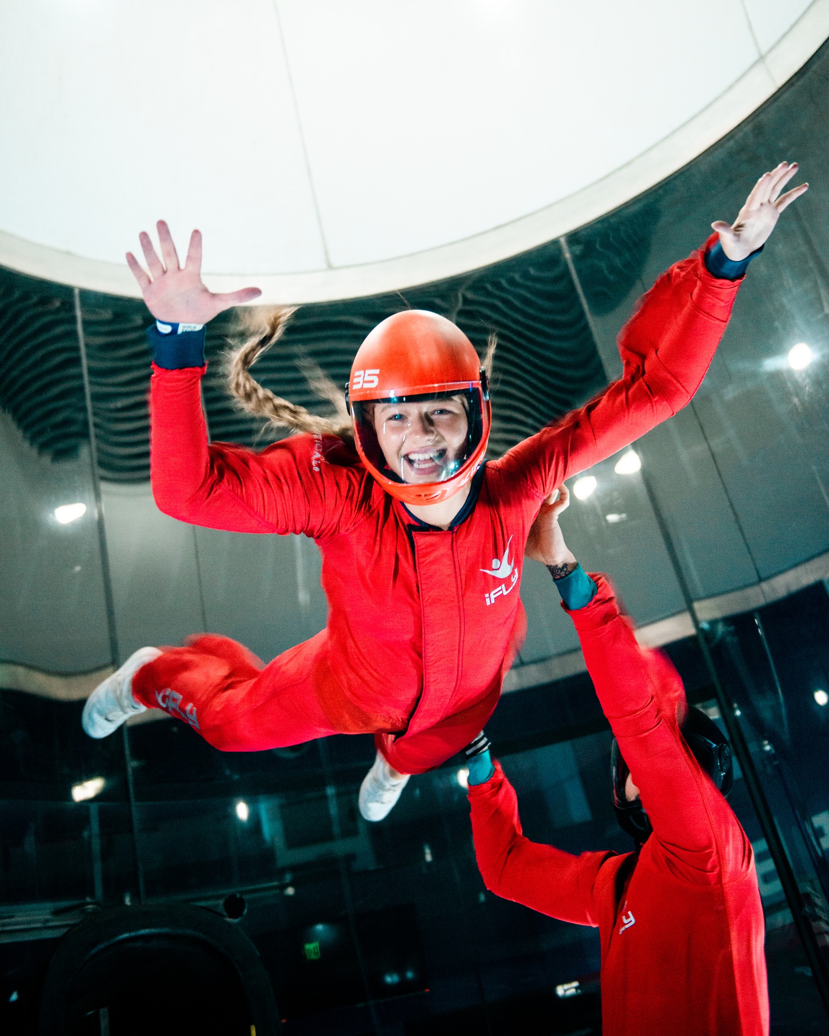People in the iFLY wind tube.