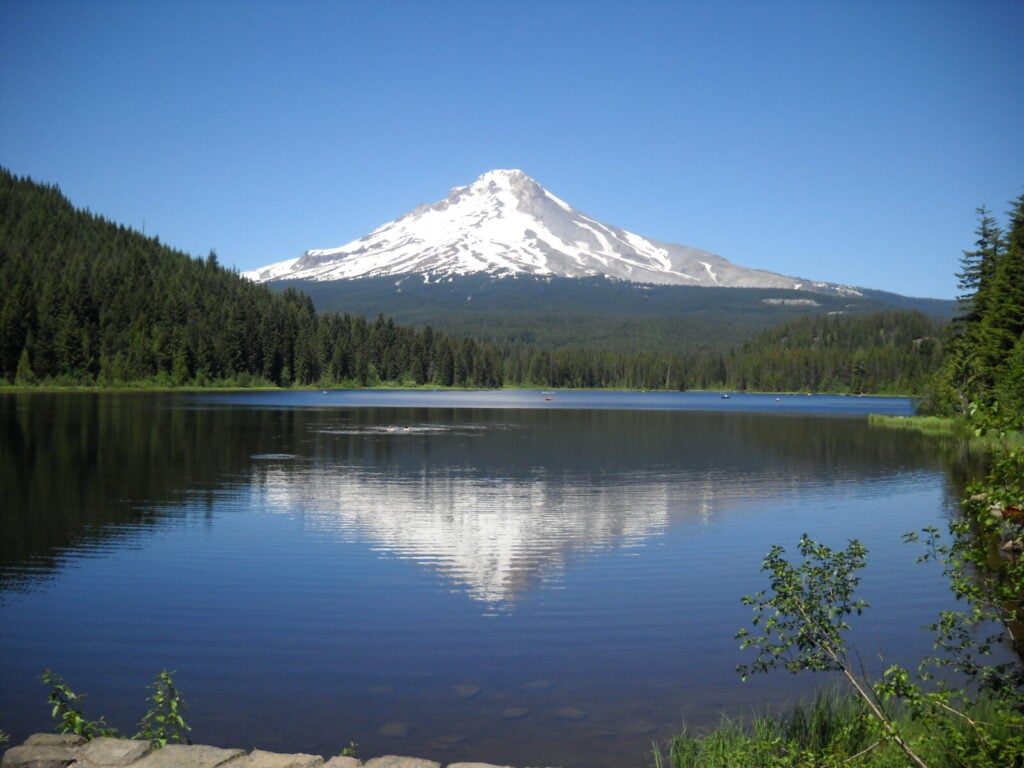 Mount Hood reflected in Trillium Lake