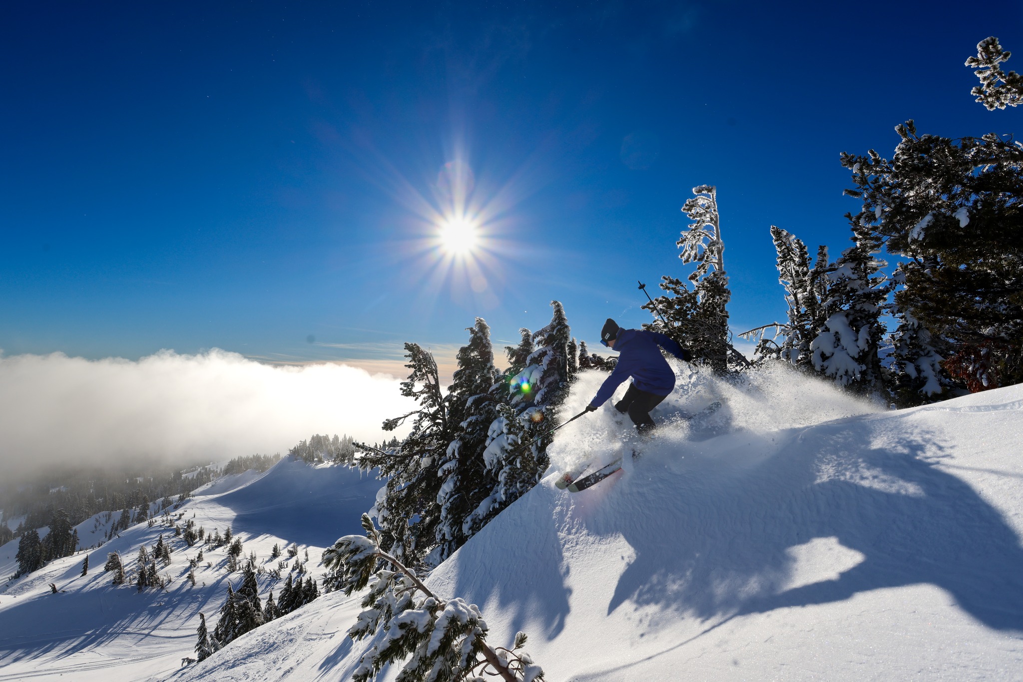 A skier enjoying the day at Mount Hood Meadows.