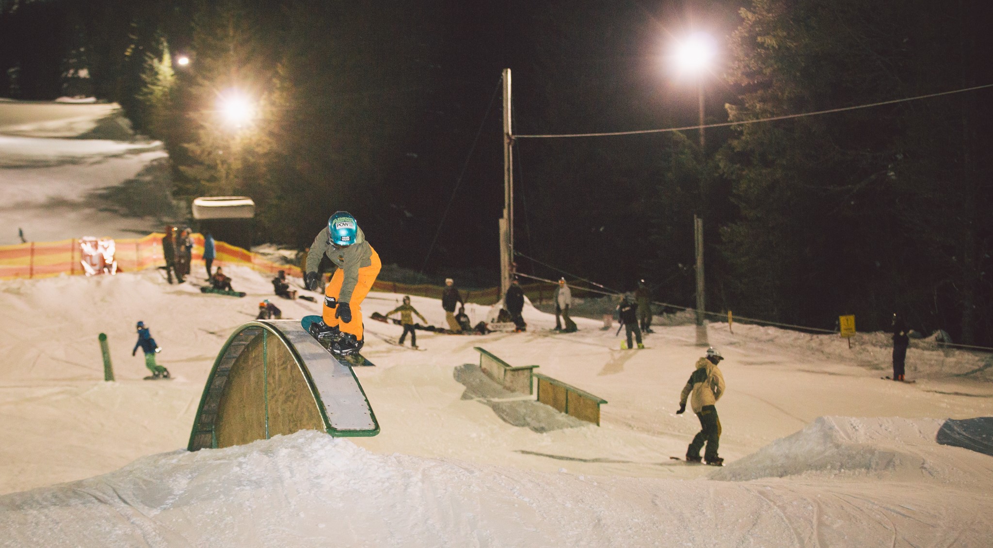 People enjoying the terrain park at Ski Bowl.