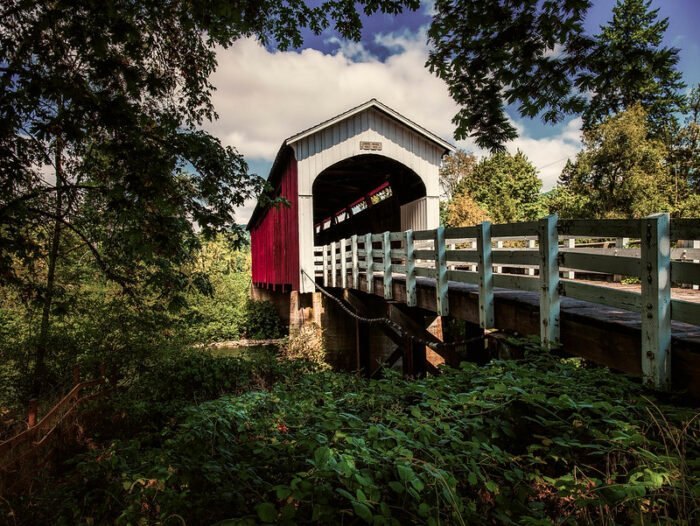 Mosby creek bridge, swinging bridge, oldest bridge