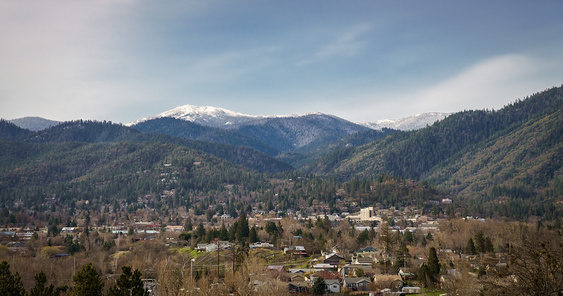 An aerial view of Ashland Oregon.
