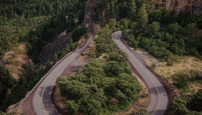 Winding Road through an Oregon Mountain Range