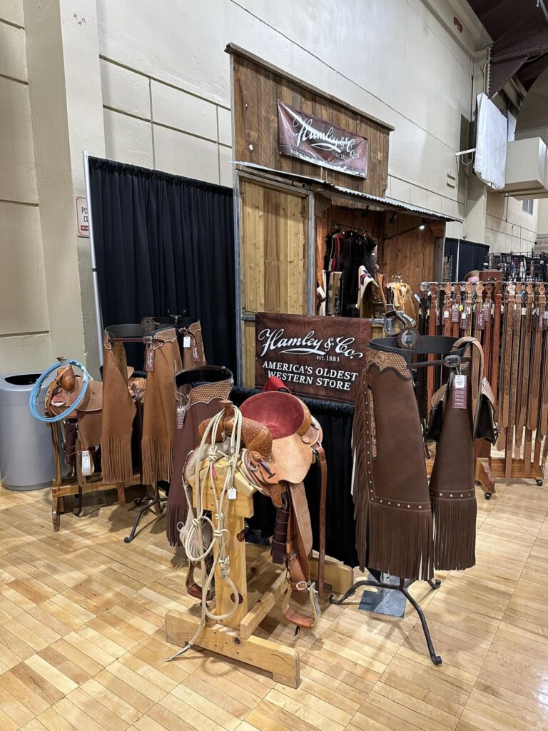 Various leather goods inside Hanley store.