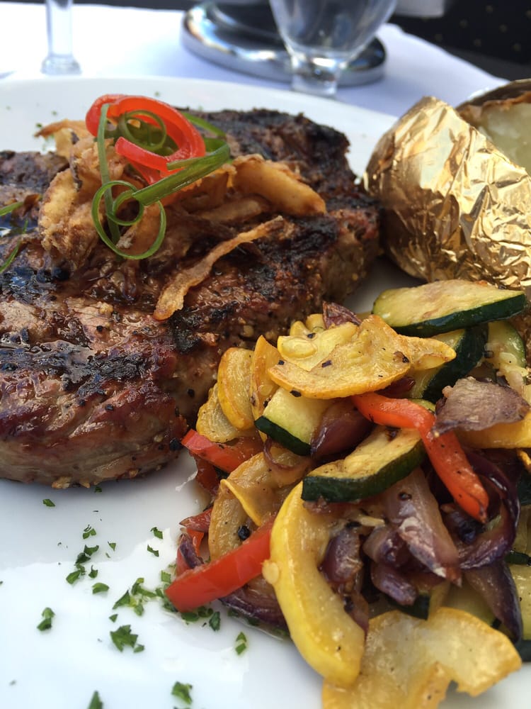 Ribeye with vegetables and a baked potato. Looks good!