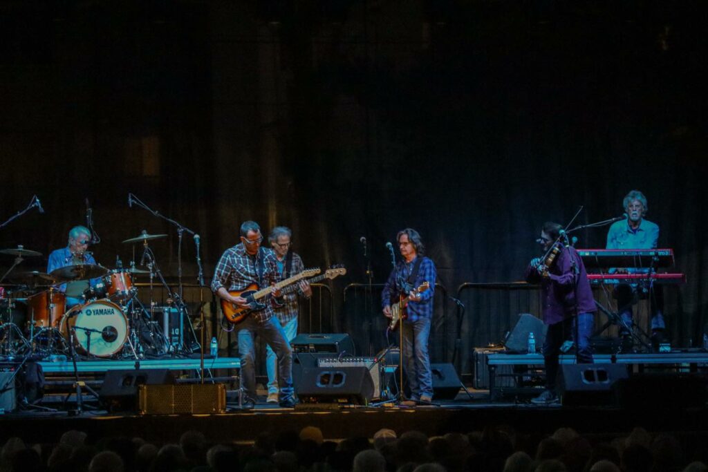 A band plays on the main stage in the evening.