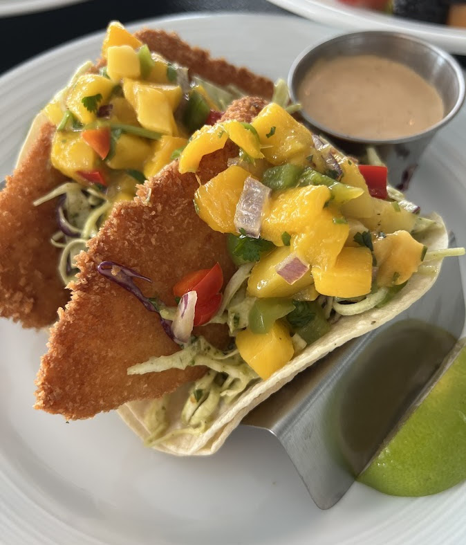 Halibut Tacos. It's a colorful dish.