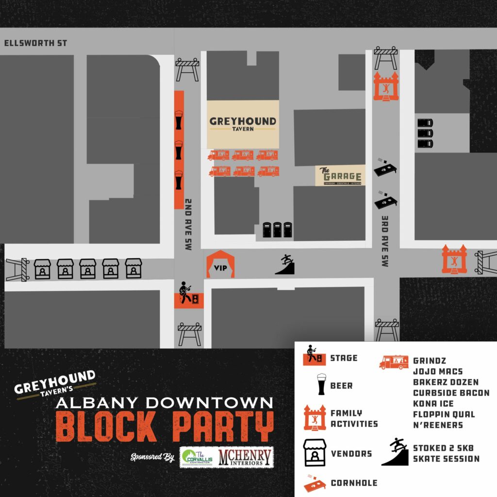 A black and white map of where activities are located.