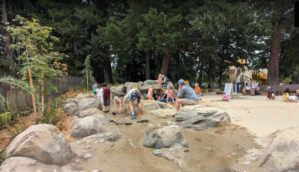 hidden creek park west, hillsboro, oregon, new park, friendly giant, wooden play structure, inclusive, beautiful places, climbing, family fun, things to do