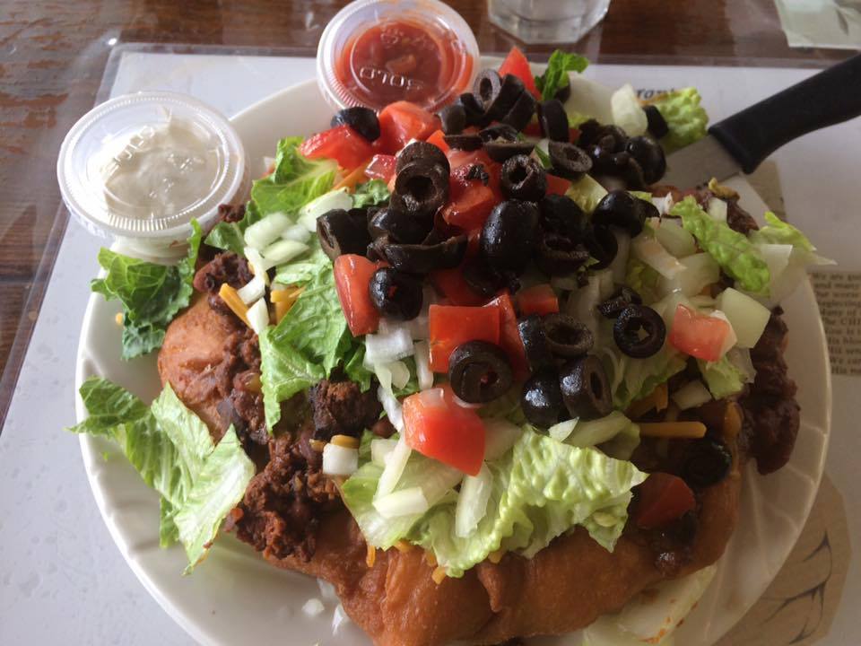 A colorful plate of food.