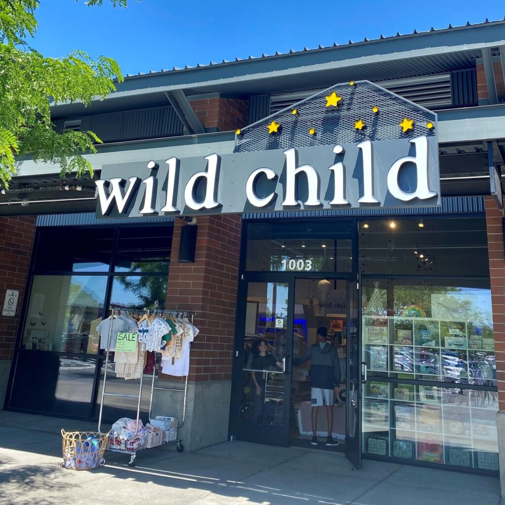 The outside of the Wild Child shop in the Old Mill District.