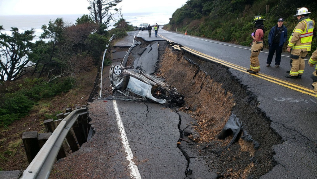 tillamook car crash, highway sinkhole, oregon, stupid driving, road closure, tillamook county sheriff's office