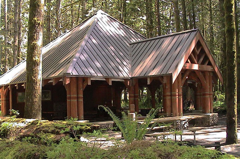 A covered outdoor picnic area at Wildwood Recreation Area.
