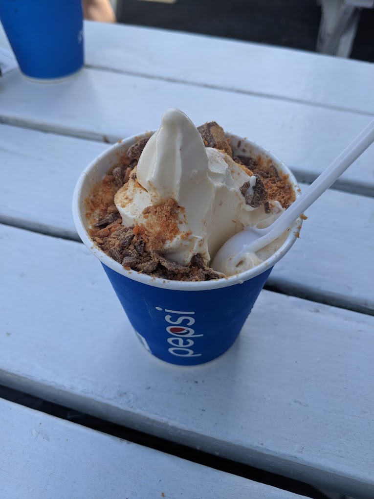 A flurry in a Pepsi cup with chocolate toppings.